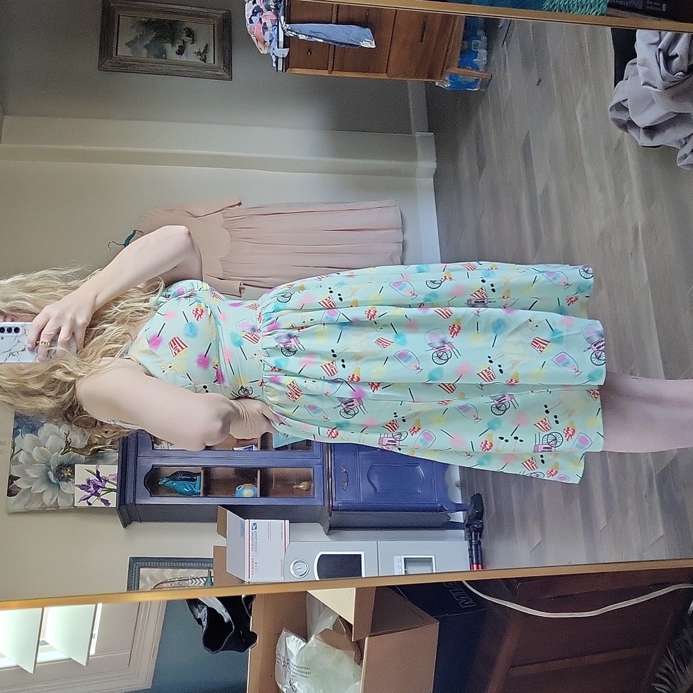 Unique Vinatge Popcorn Cotton Candy Luma Retro Style Dress Fit And Flare Size M - Picture 4 of 15